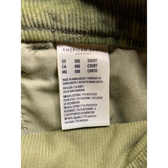 American Eagle Women's 00 Short Green Corduroy Stretch Ankle Pants Trousers - Picture 7 of 7